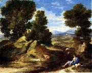 Nicolas Poussin Landscape with a Man Drinking or Landscape with a Man scooping Water from a Stream china oil painting artist